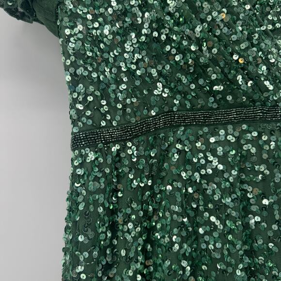 Mac Duggal A5540 Sequin Wrap Over Butterfly Sleeve Gown Womens 6 NWT - Picture 6 of 15